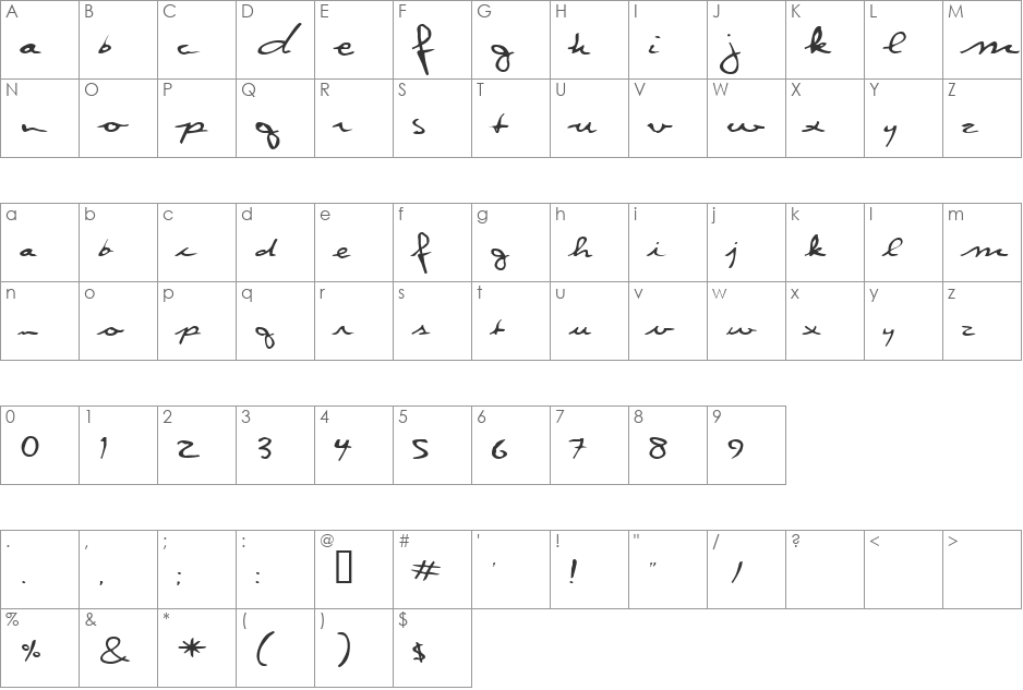 RunawayExtended font character map preview