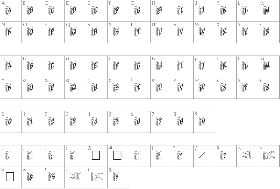 Bandoneon font character map preview
