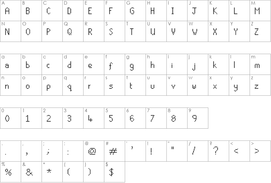 Runescape Chat Font font character map preview