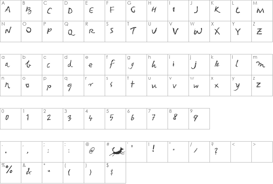 runge2 font character map preview