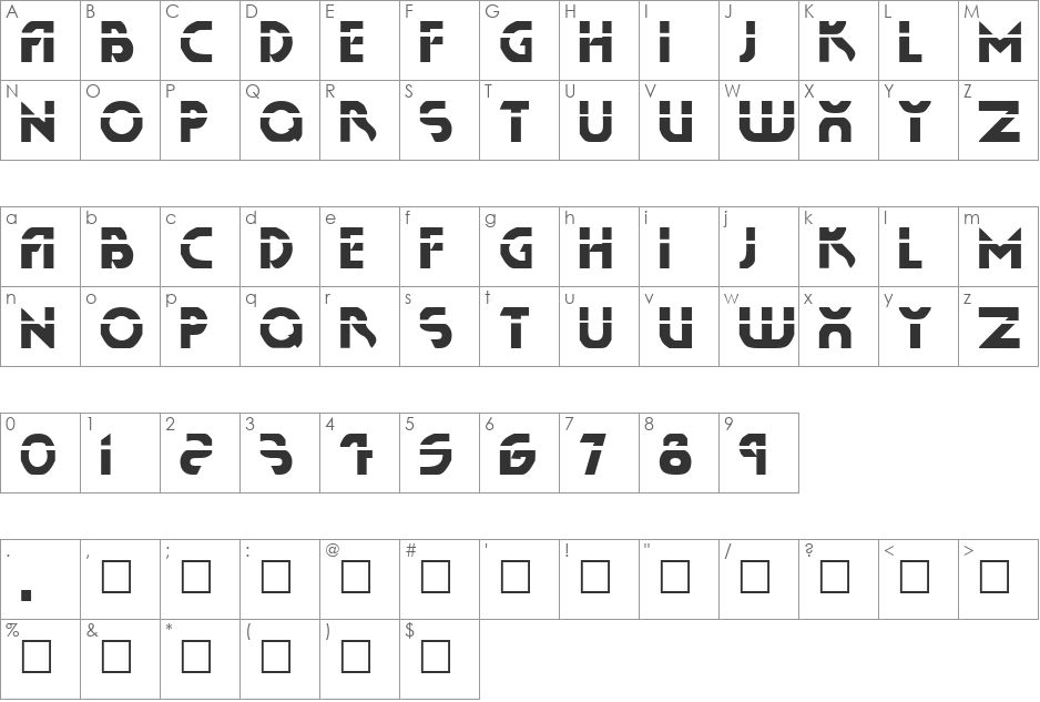 Runner font character map preview