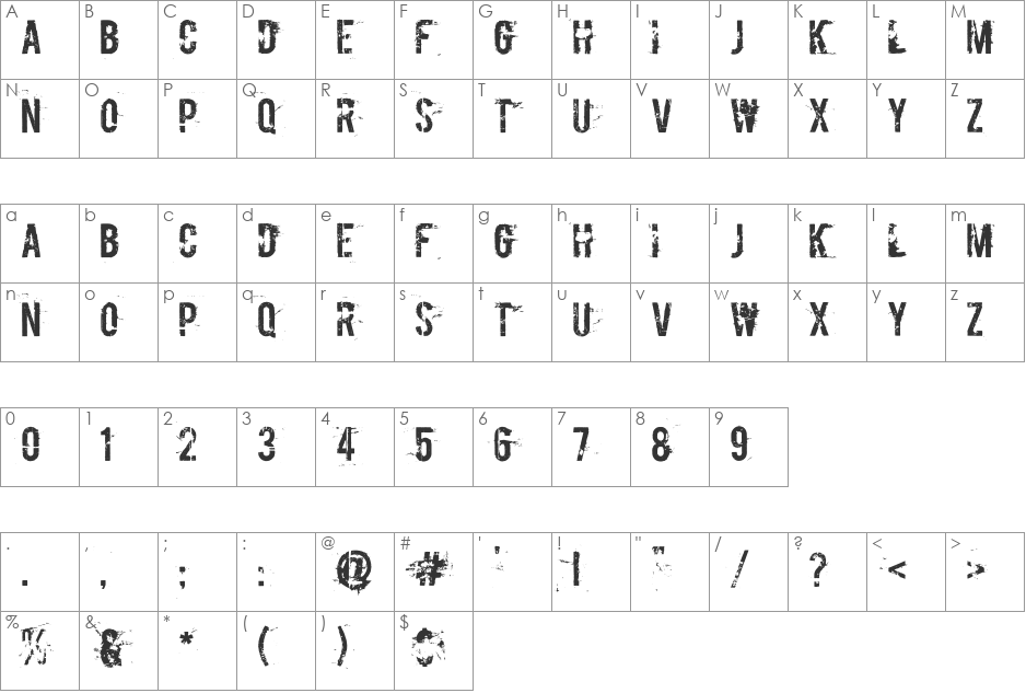 RUSBoycott font character map preview