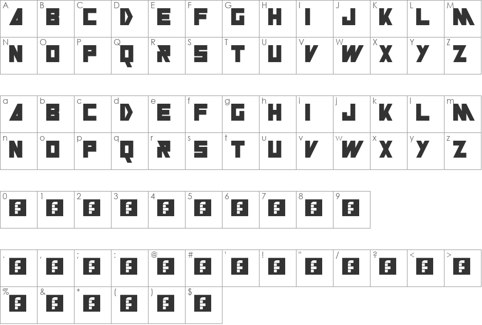 Russian font character map preview