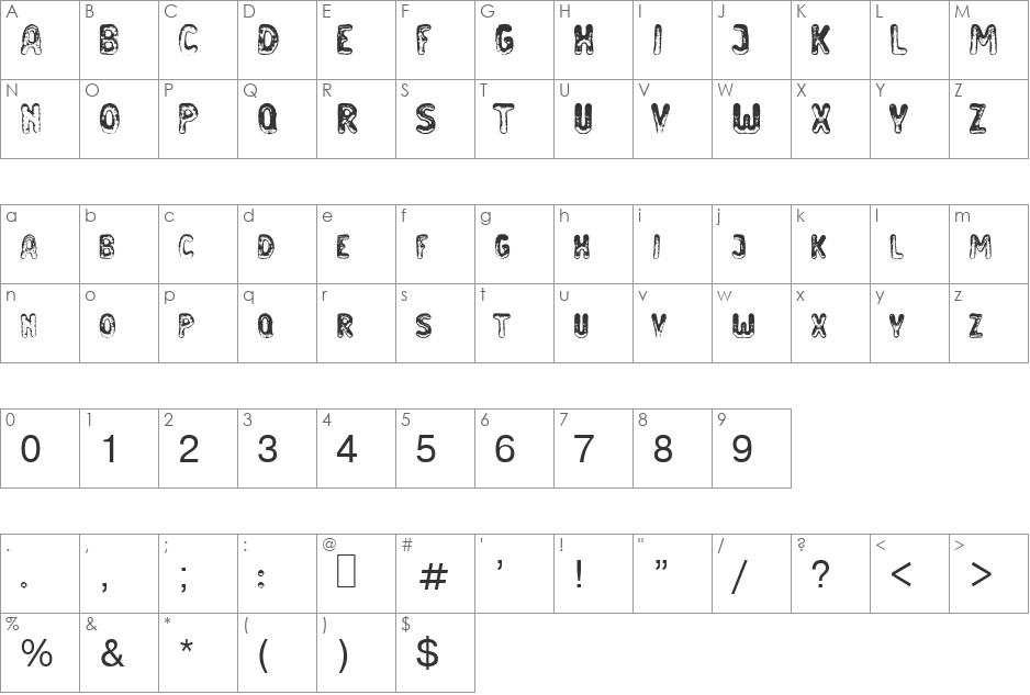 Russianbread1 Becker font character map preview