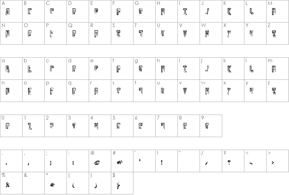 RussianLine font character map preview