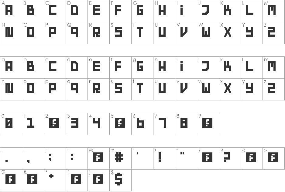 Rust font character map preview