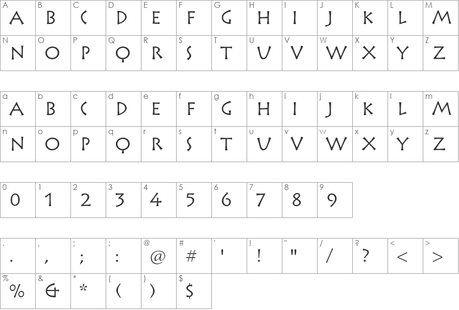 Rusticana LT Std font character map preview