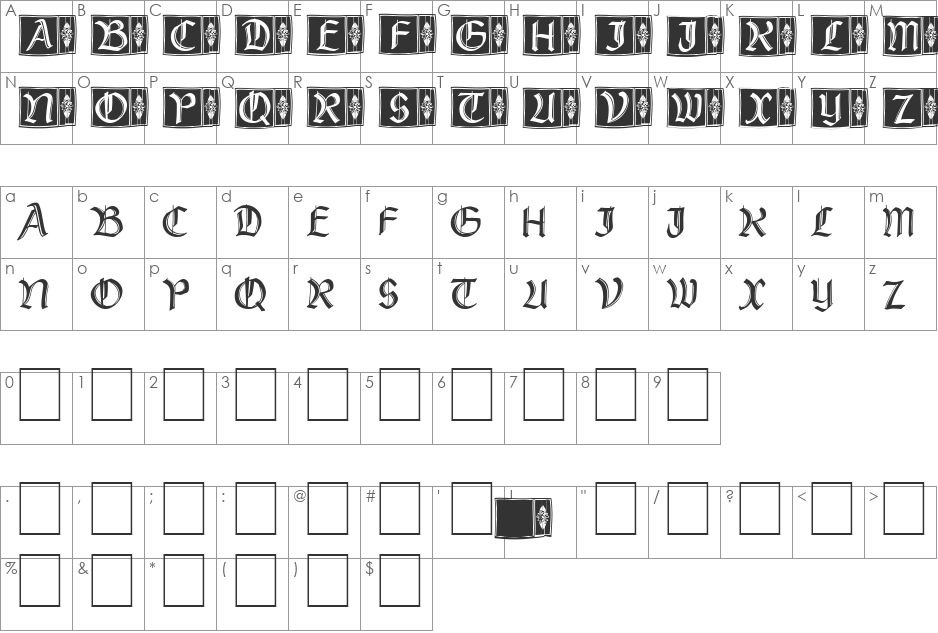 Rustick_Capitals font character map preview
