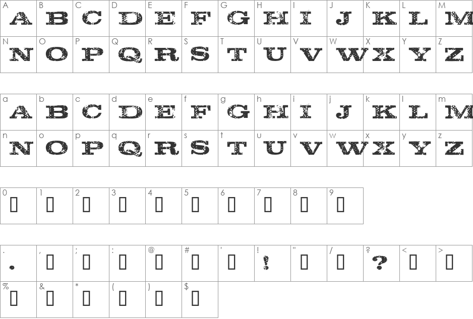Rustik font character map preview