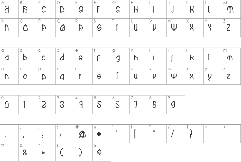 Rustika font character map preview