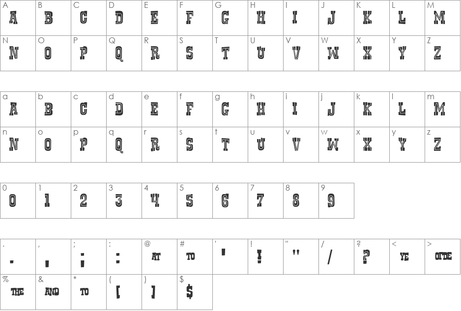 Rustler font character map preview