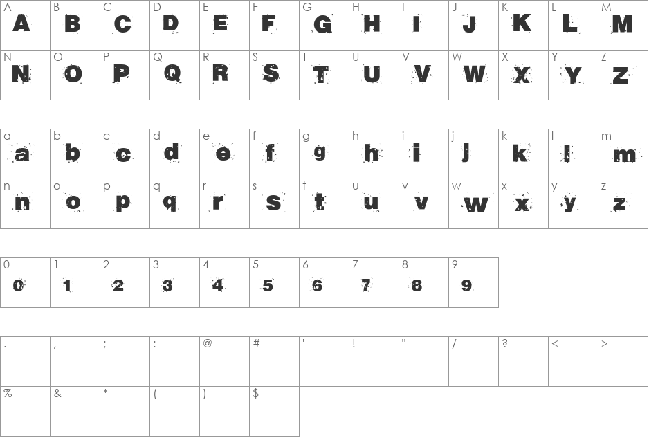 RvD_BETON13 font character map preview