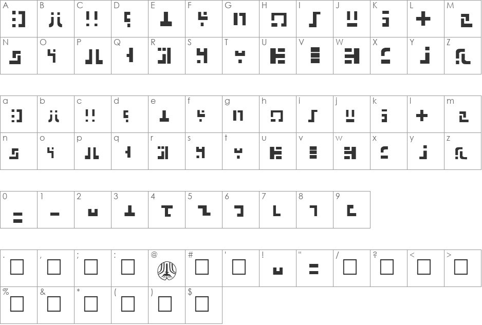 Rylodian font character map preview