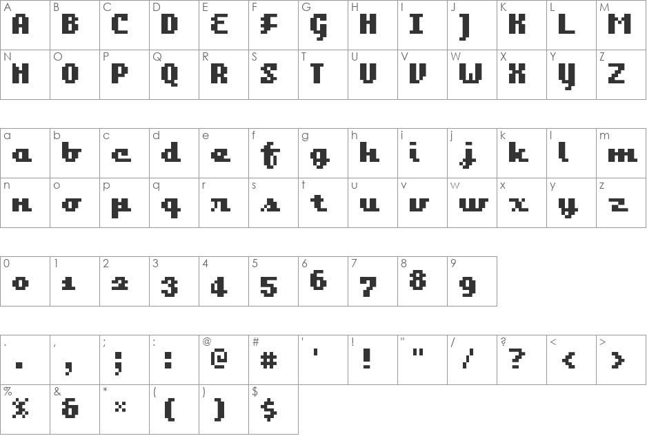 Bangalore font character map preview