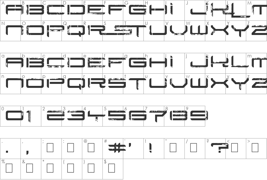 Rysky Line font character map preview