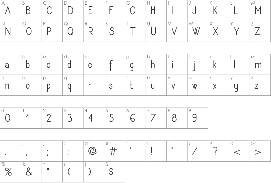 Rythmus font character map preview