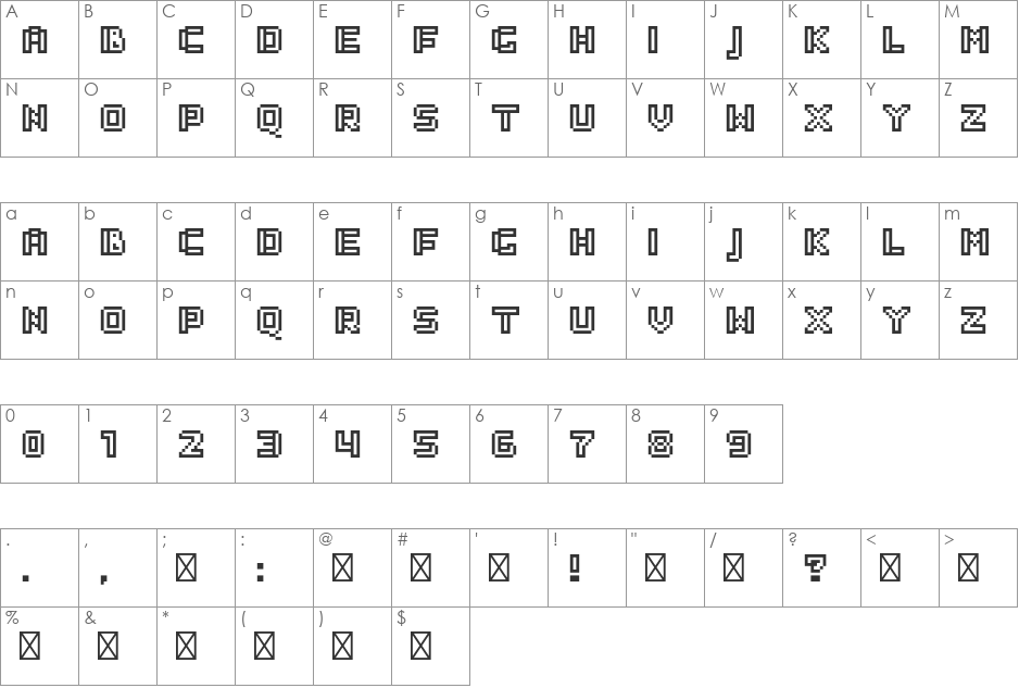 Sabo font character map preview