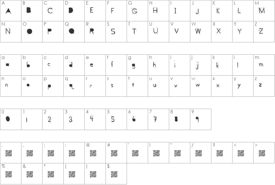BangParty font character map preview