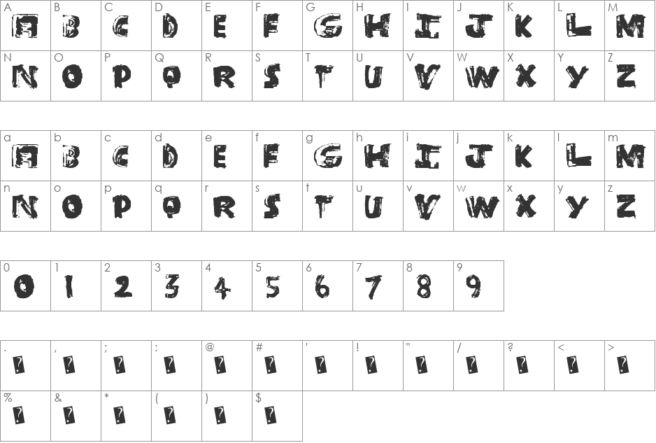 BangTime font character map preview