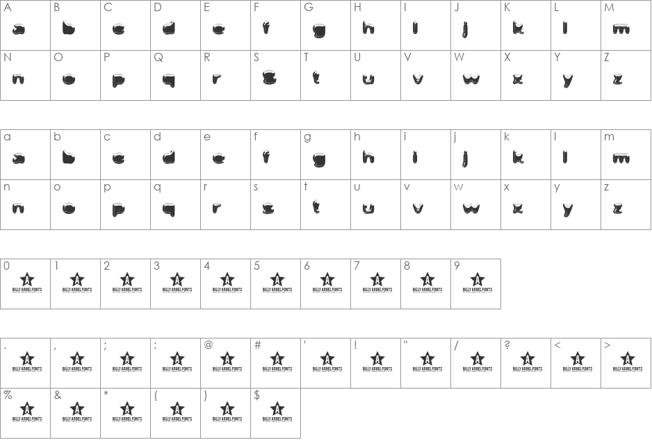 Safe Iodine font character map preview