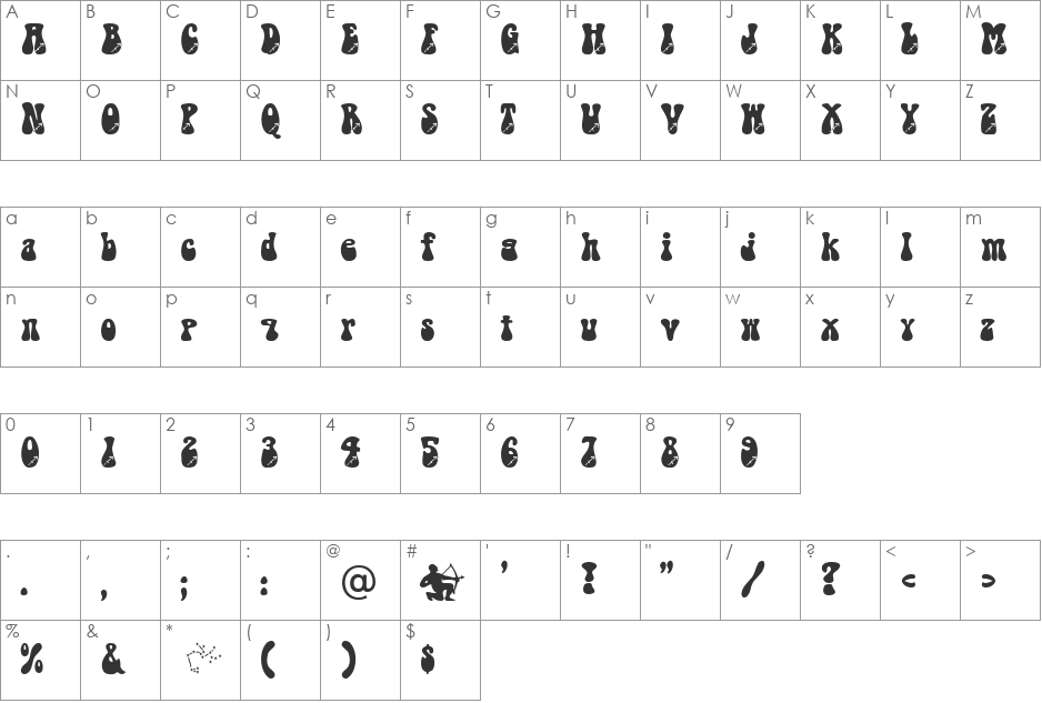 Sagittarius Becker font character map preview