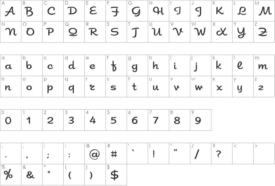 Sahara font character map preview