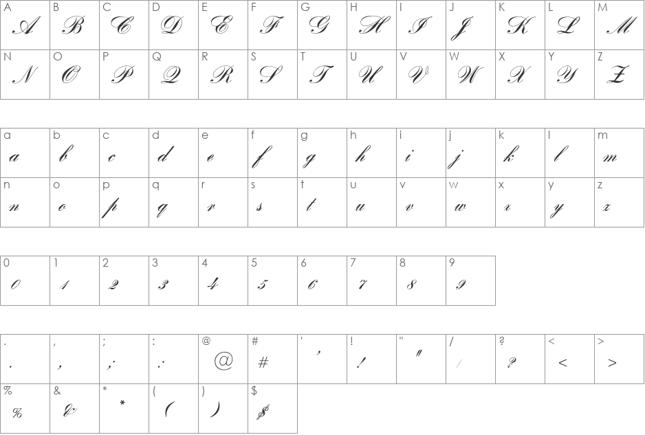 BankenScript font character map preview
