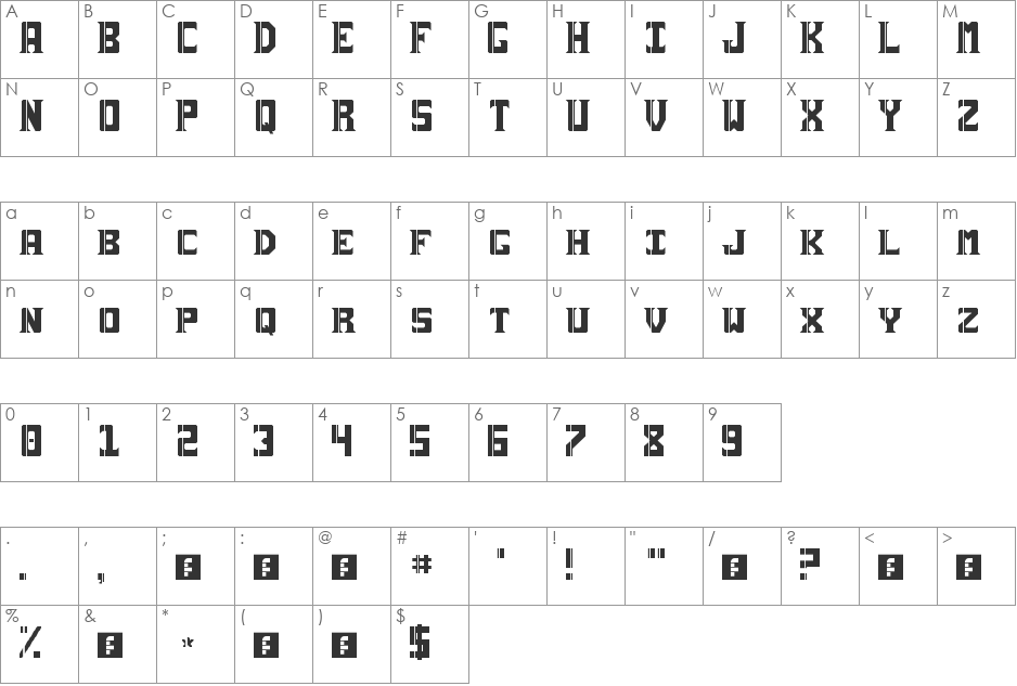 sai19 serif font character map preview