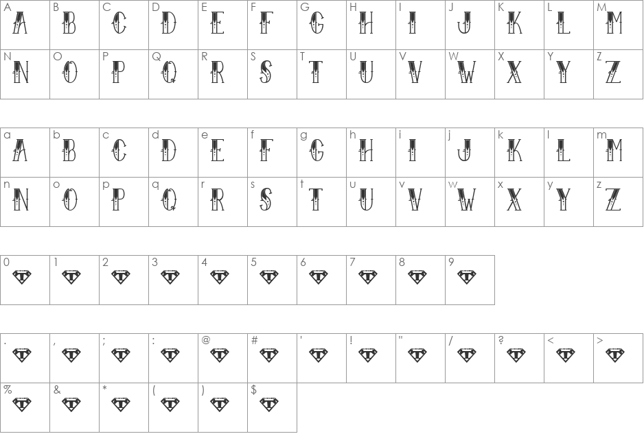 Sailor Larry - Fancy font character map preview