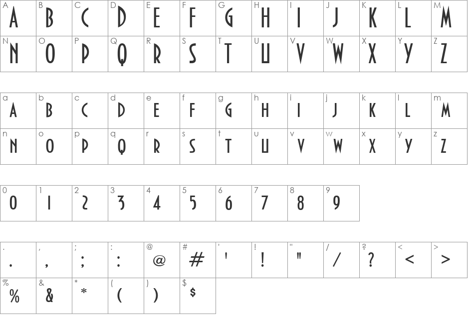 Bankir-Retro font character map preview
