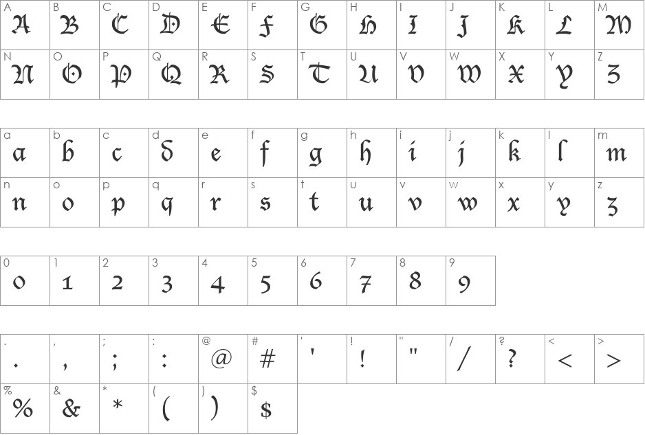 Saintgermain Black font character map preview