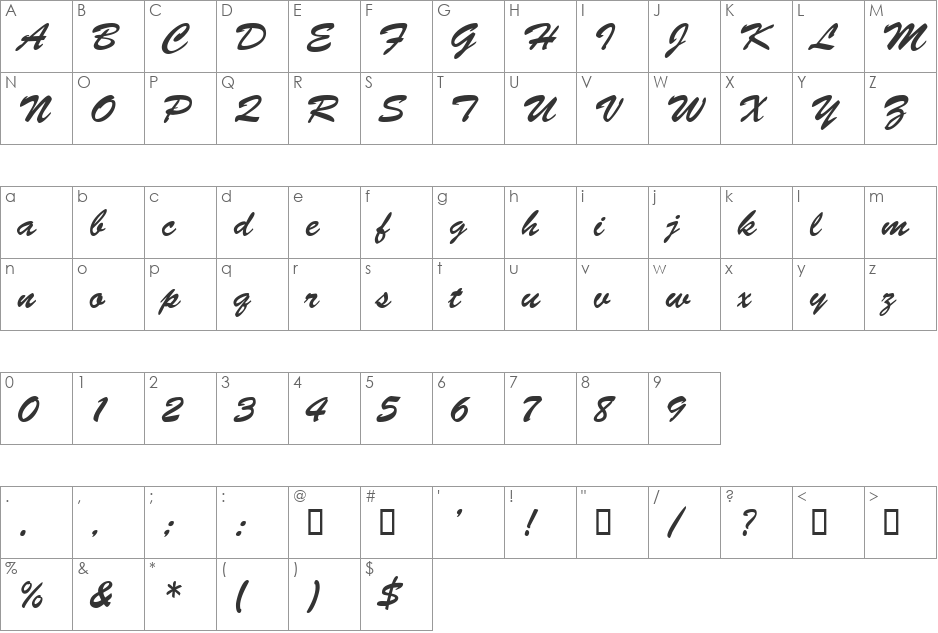 Bankoli font character map preview