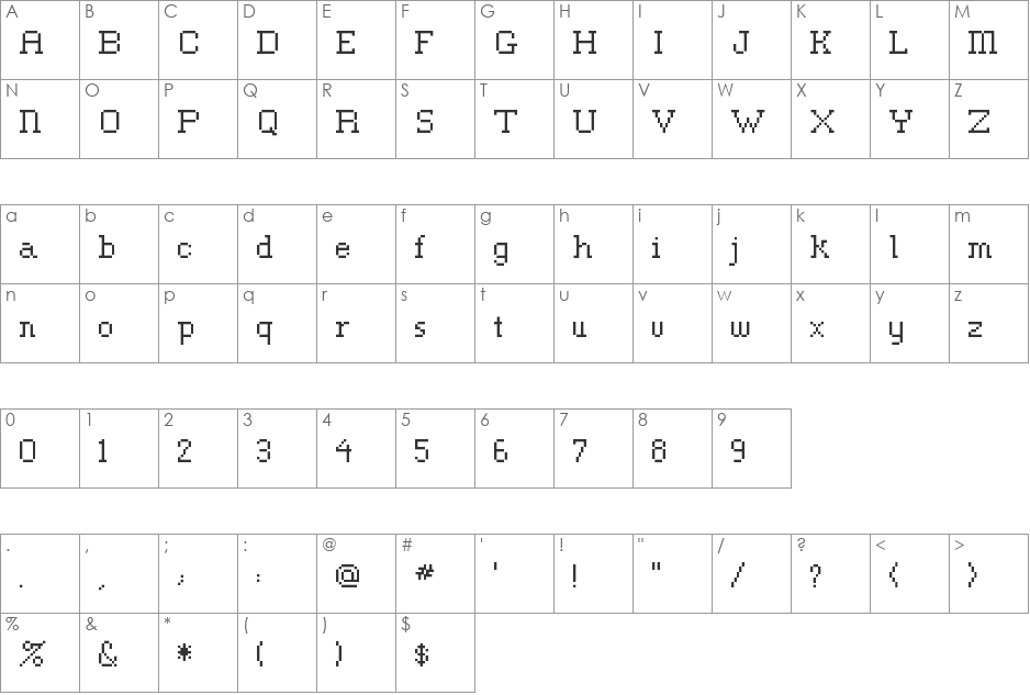 Bankt font character map preview