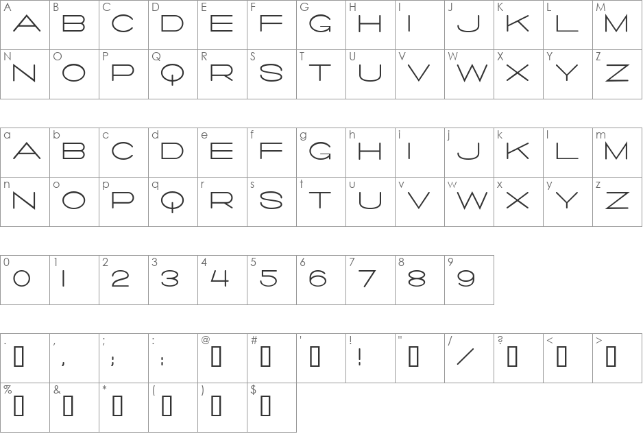 Salaryman font character map preview