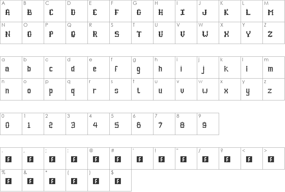 Salem font character map preview