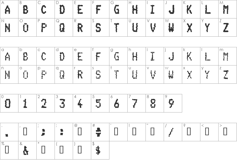 SalesLip font character map preview