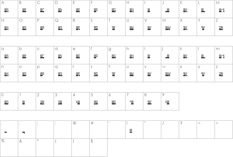 Salmiak Gradient font character map preview