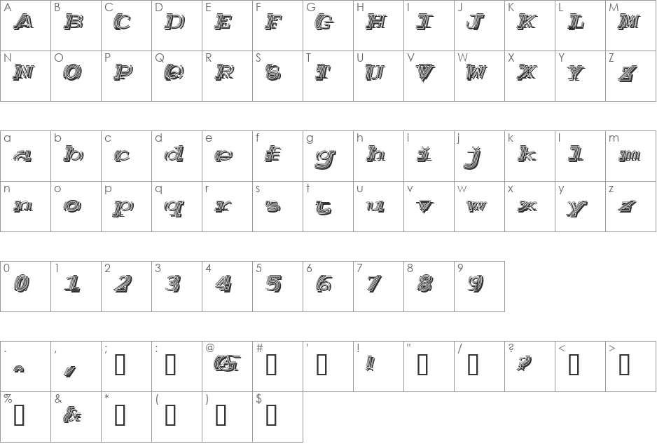 Salutatorian Deco font character map preview