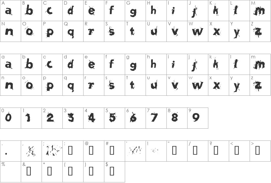 Salvation font character map preview