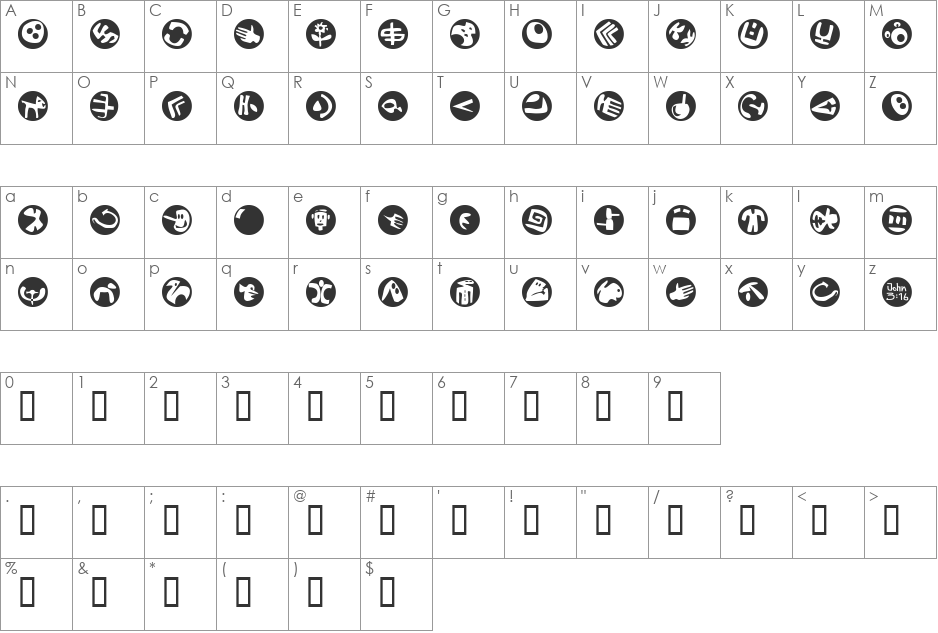 Sam's Dingbats No.2 font character map preview
