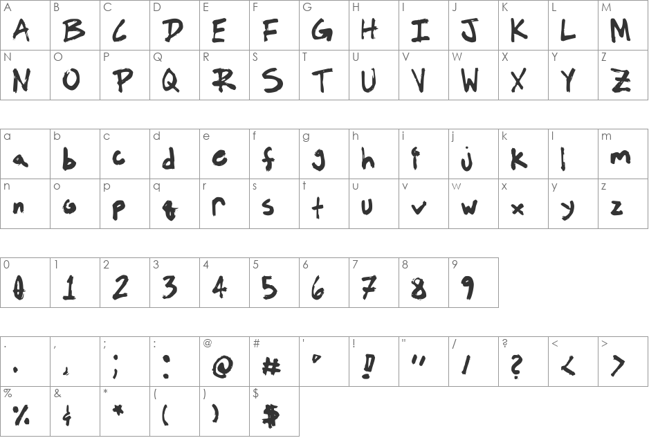 Sam's Sharpie Marker font character map preview