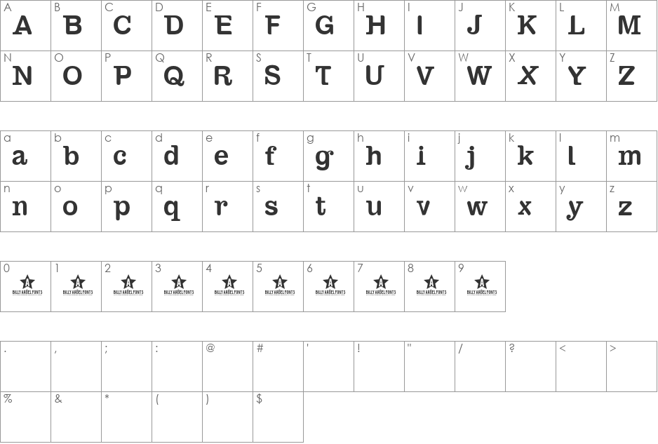 SAMBAHOLLYC font character map preview