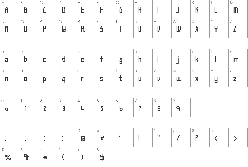 samm font character map preview