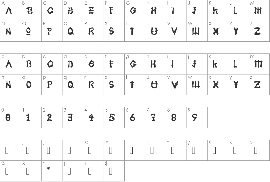 Samoerai font character map preview