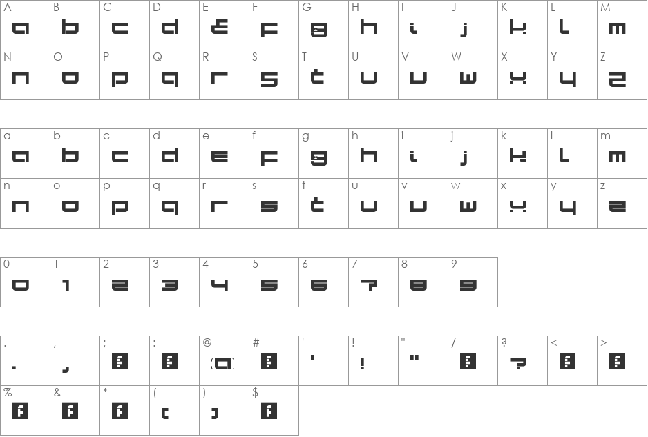 Sampa LDR font character map preview