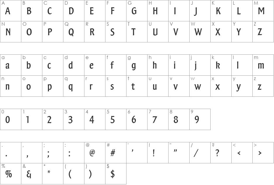 SamSans font character map preview