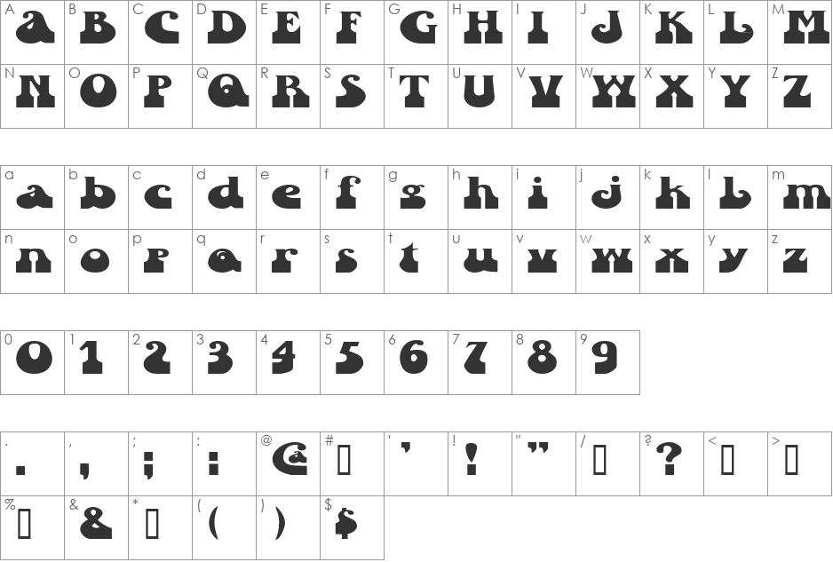 SandCastlesExtended font character map preview