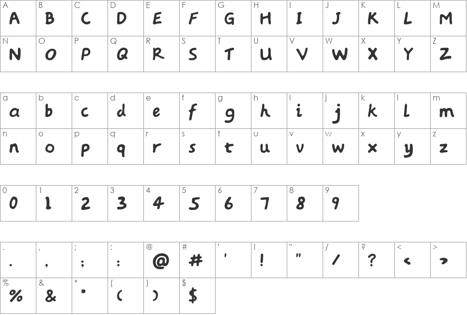Baqa font character map preview