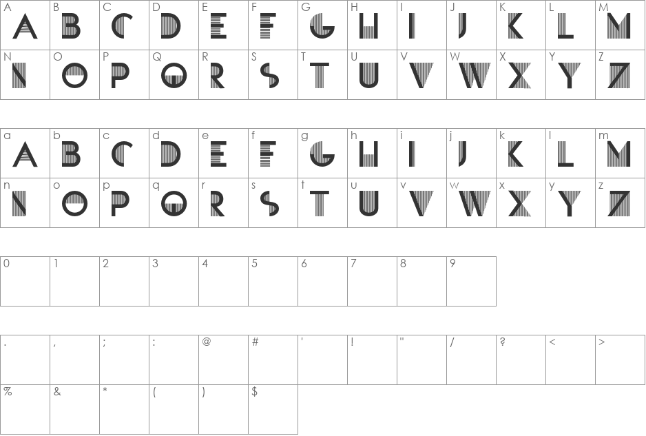SANDRE font character map preview