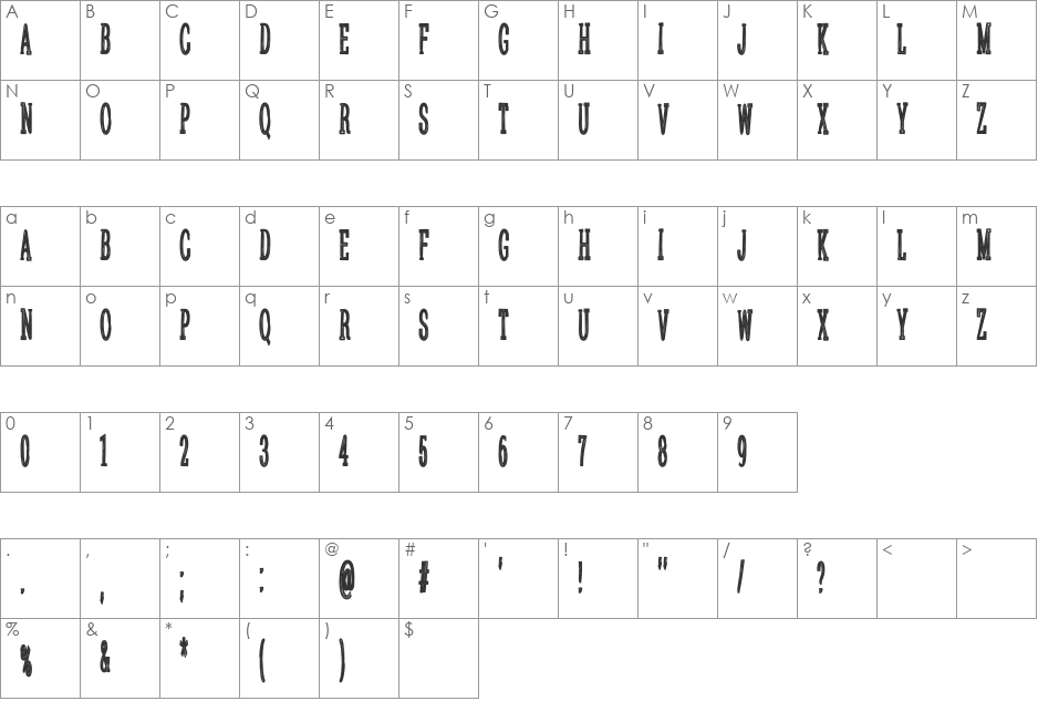 Sanek font character map preview